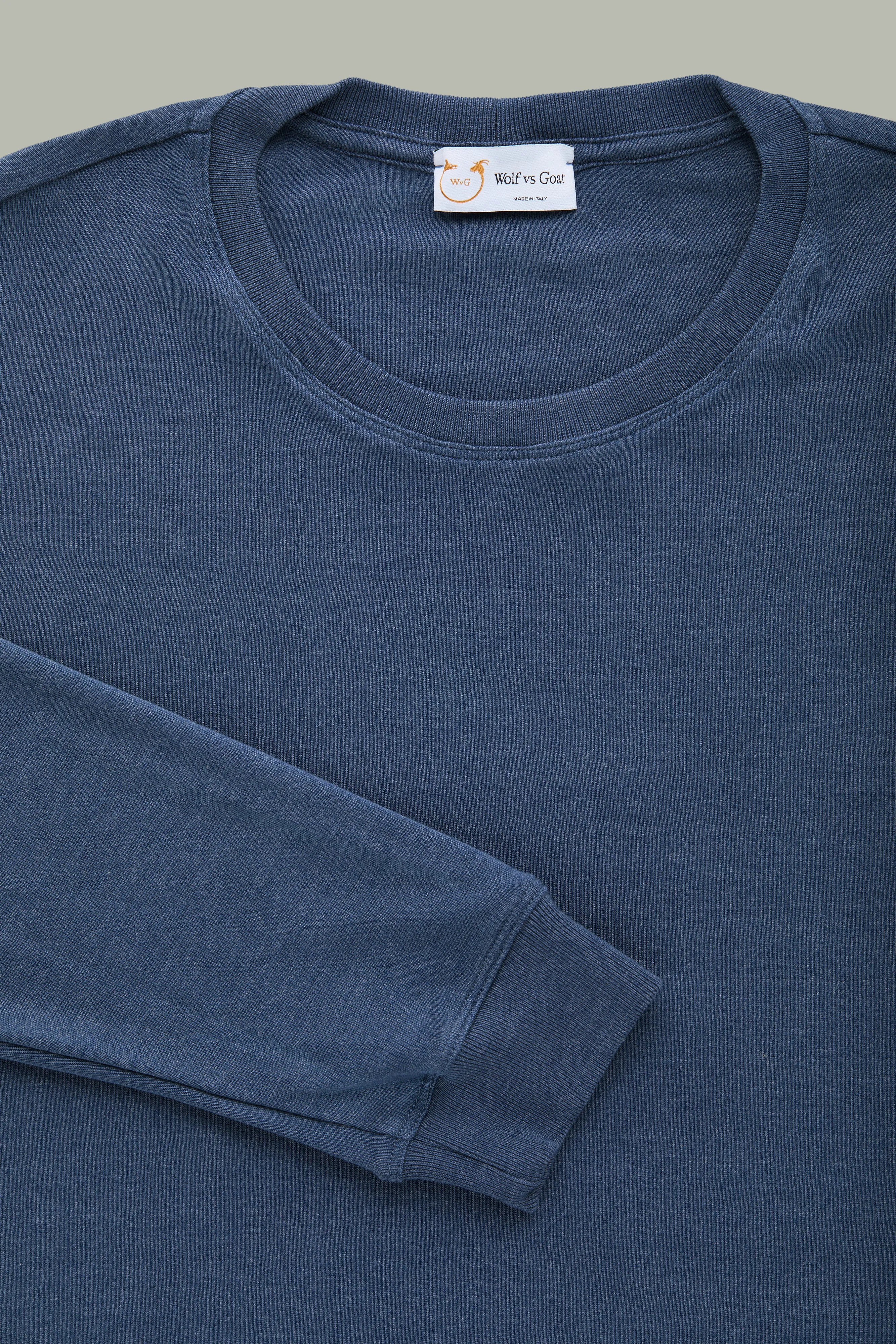 Heavyweight Bamboo Sorona Interlock Long Sleeve Crew Navy