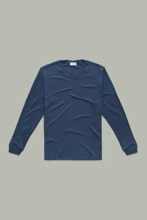 Heavyweight Bamboo Sorona Interlock Long Sleeve Crew Navy