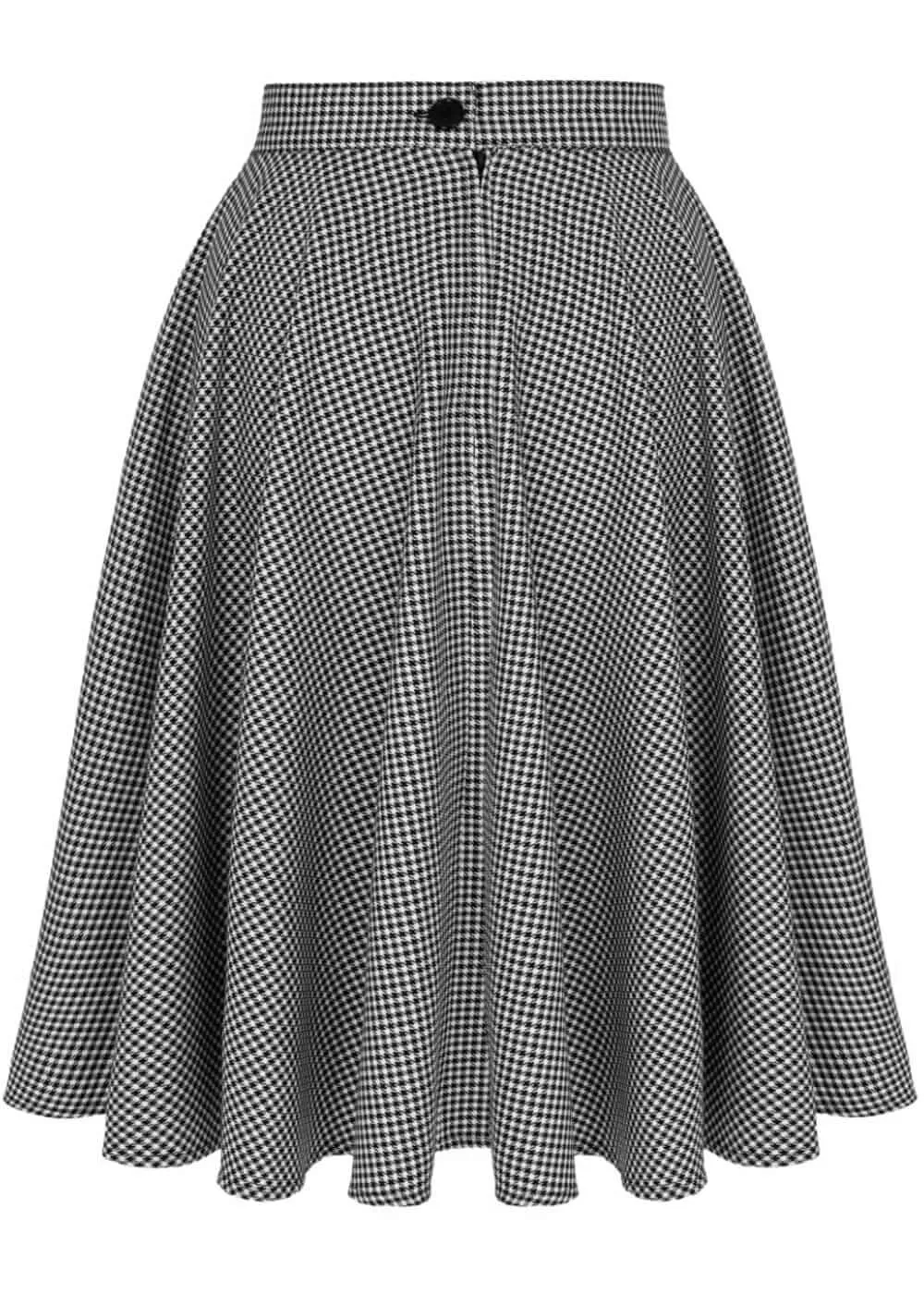 Hell Bunny Teddy Houndstooth 40's Swing Skirt Gray