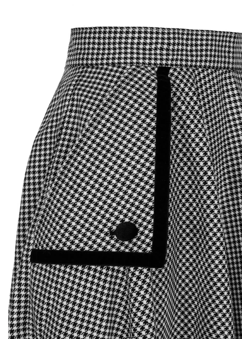 Hell Bunny Teddy Houndstooth 40's Swing Skirt Gray