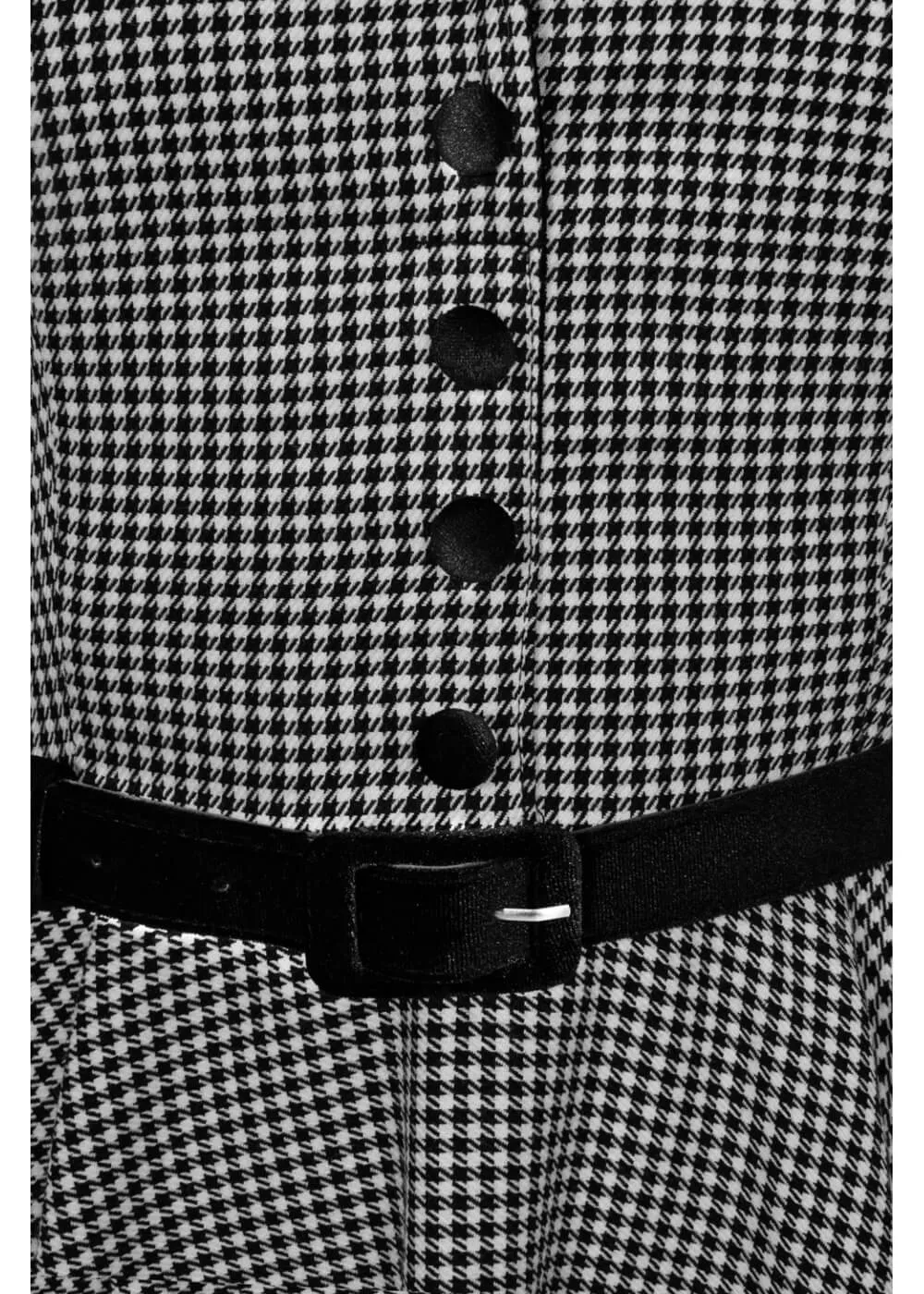 Hell Bunny Teddy Houndstooth 50's Swing Dress Grau