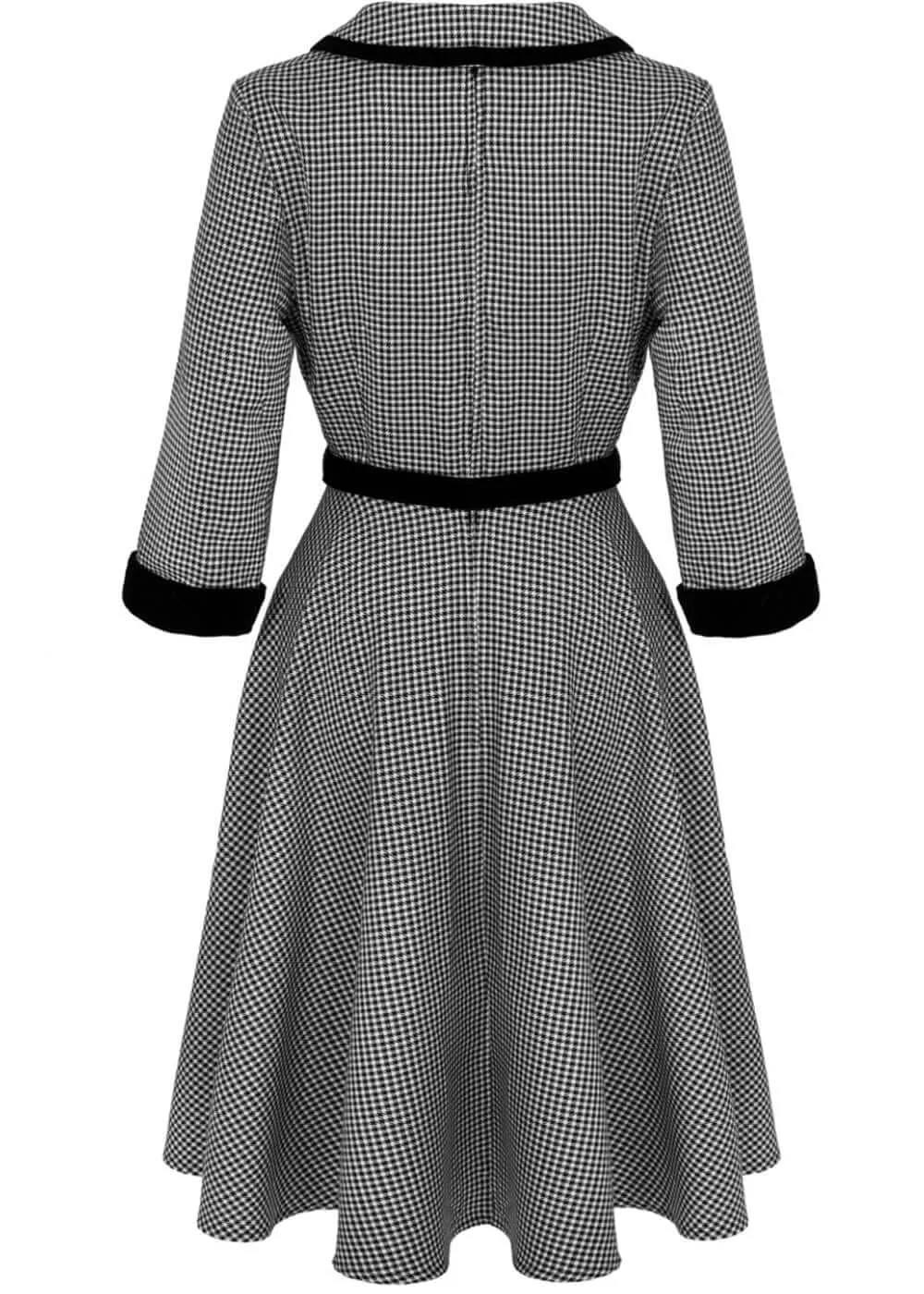 Hell Bunny Teddy Houndstooth 50's Swing Dress Grau