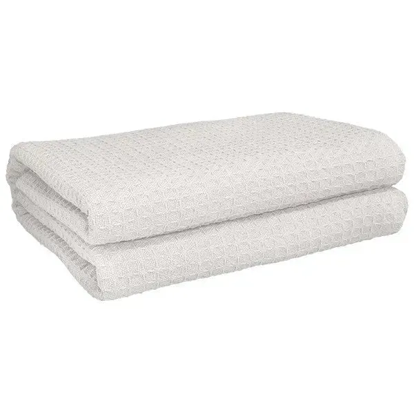 Herringbone & Honeycomb Weave Cotton Thermal Blanket 2 PK