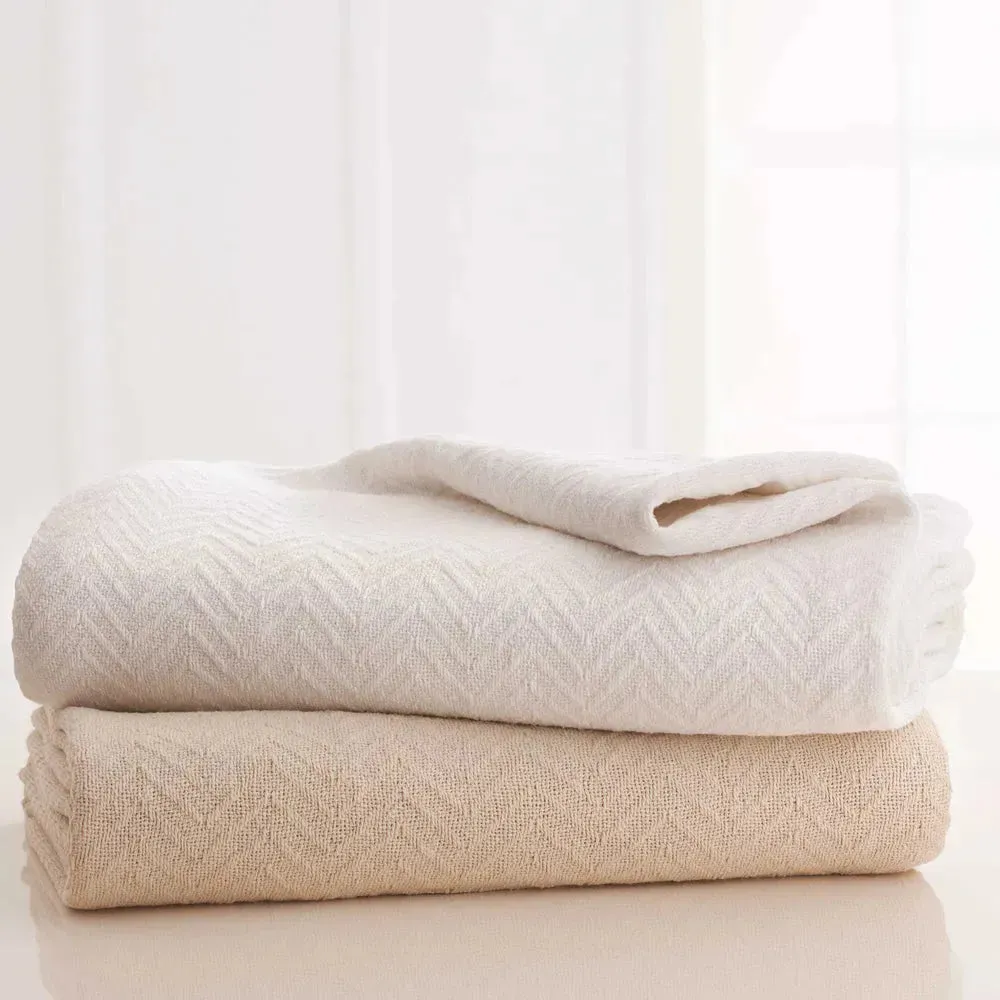 Herringbone & Honeycomb Weave Cotton Thermal Blanket 2 PK