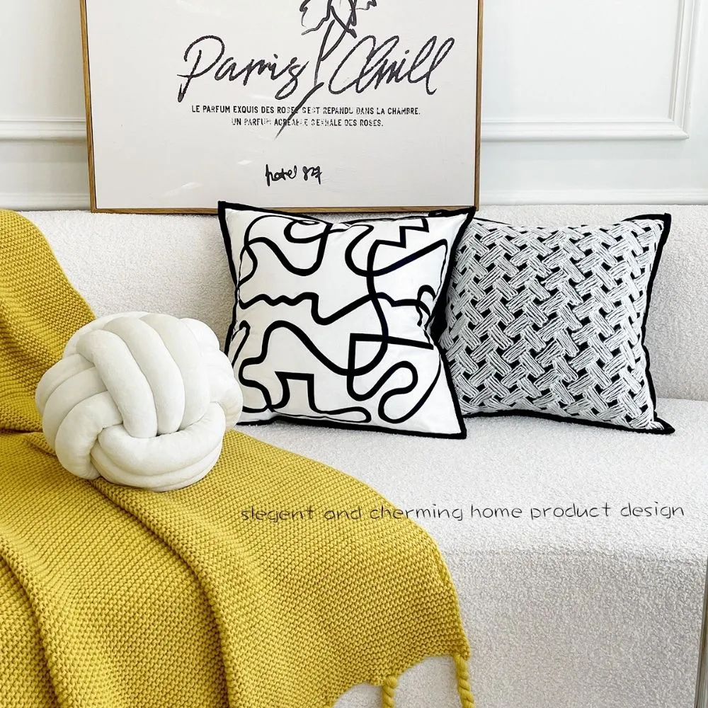 Homlly Houndstooth Decorative Pillow Cushion Covers (Set B)