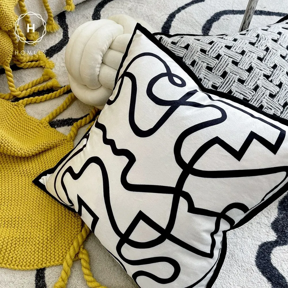 Homlly Houndstooth Decorative Pillow Cushion Covers (Set B)