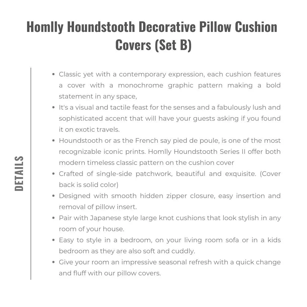 Homlly Houndstooth Decorative Pillow Cushion Covers (Set B)
