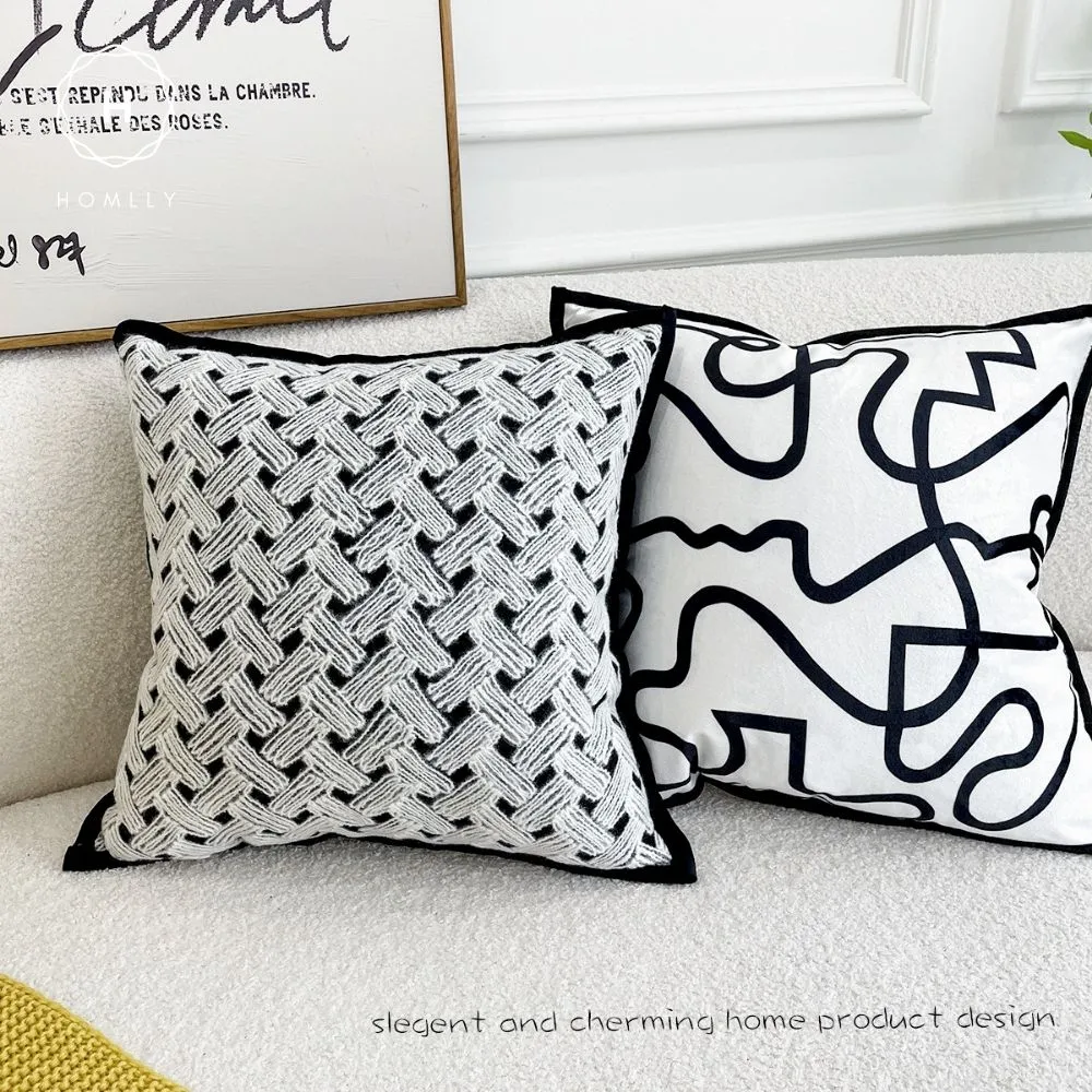 Homlly Houndstooth Decorative Pillow Cushion Covers (Set B)