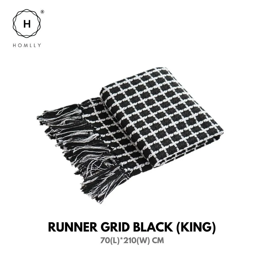 Homlly Houndstooth Decorative Pillow Cushion Covers with Bed Runner Throw
