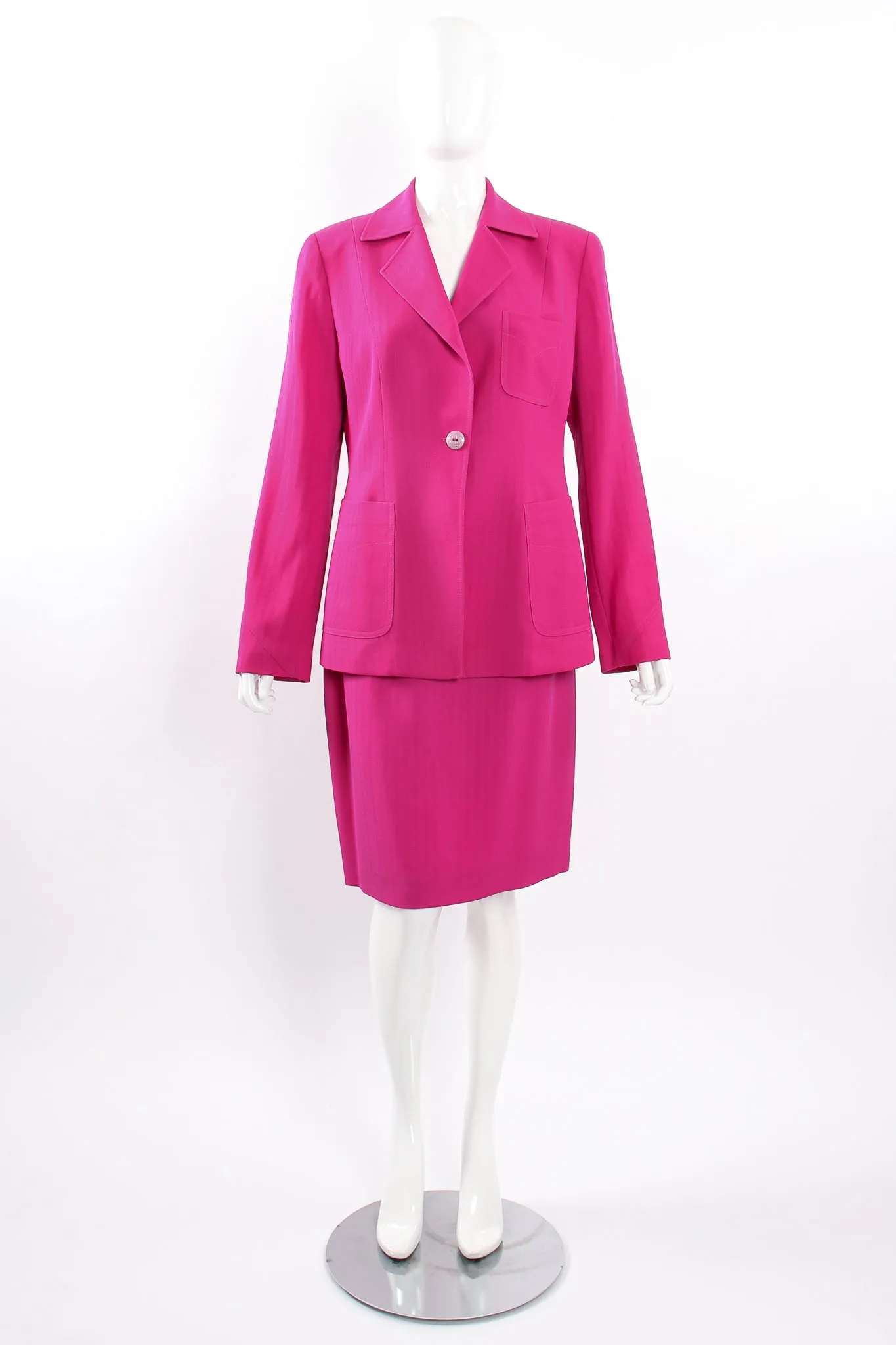 Hot Herringbone Jacket & Skirt Suit