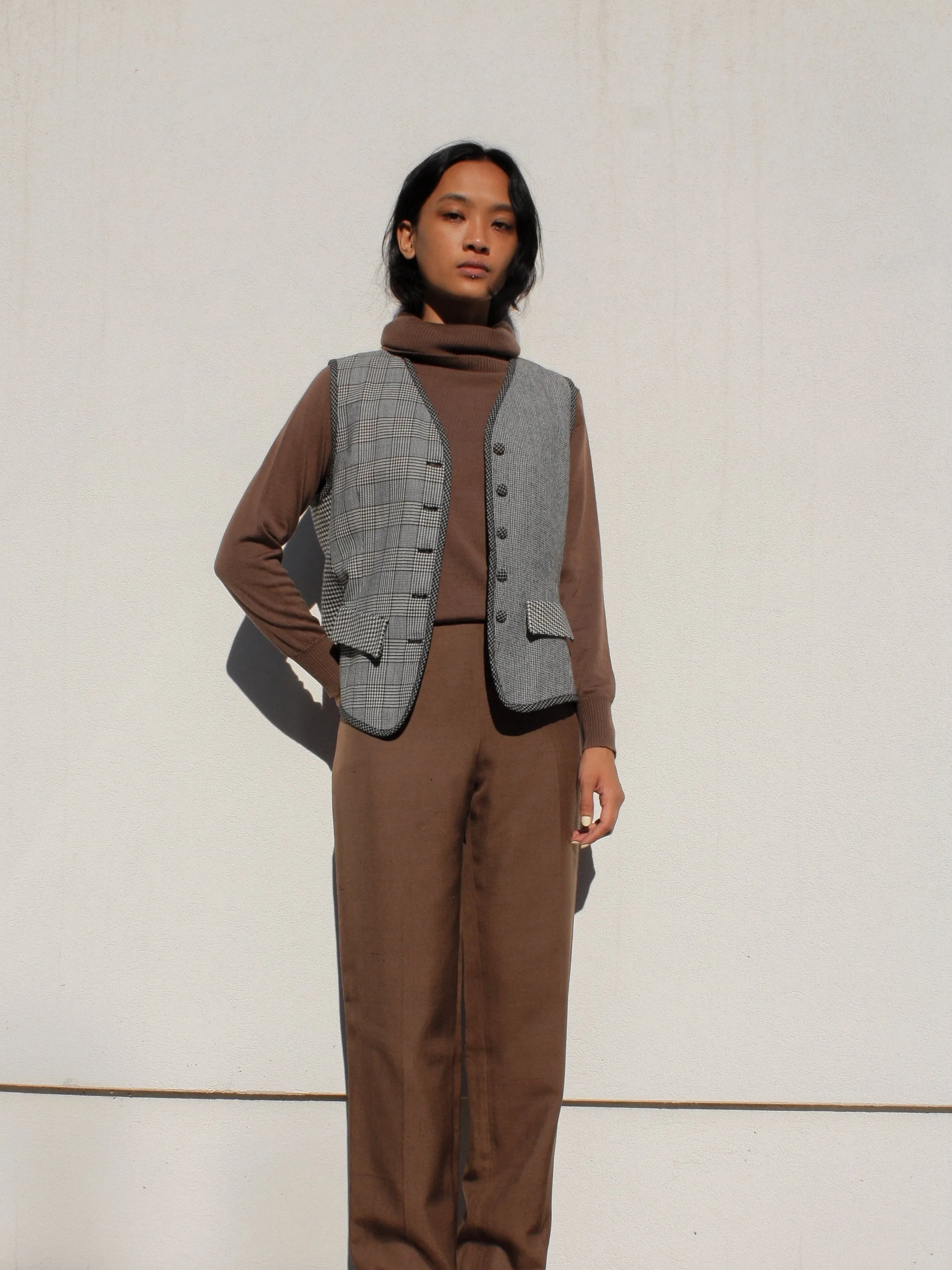 Houndstooth Check Vest