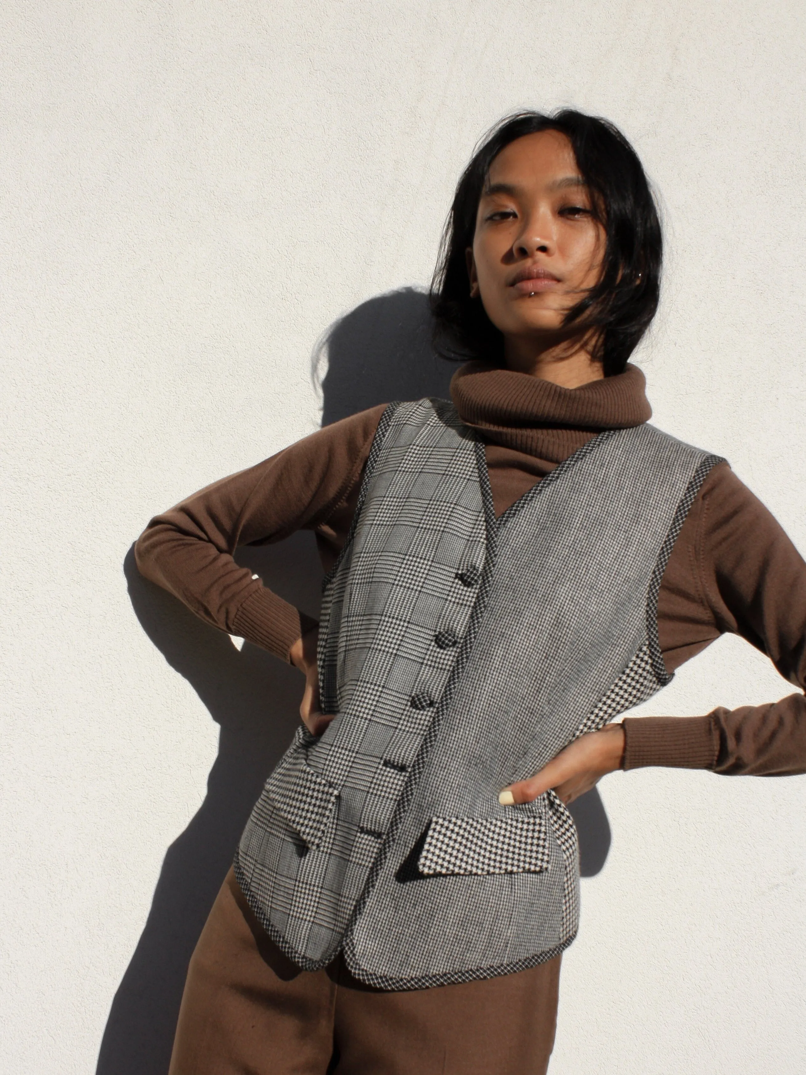 Houndstooth Check Vest