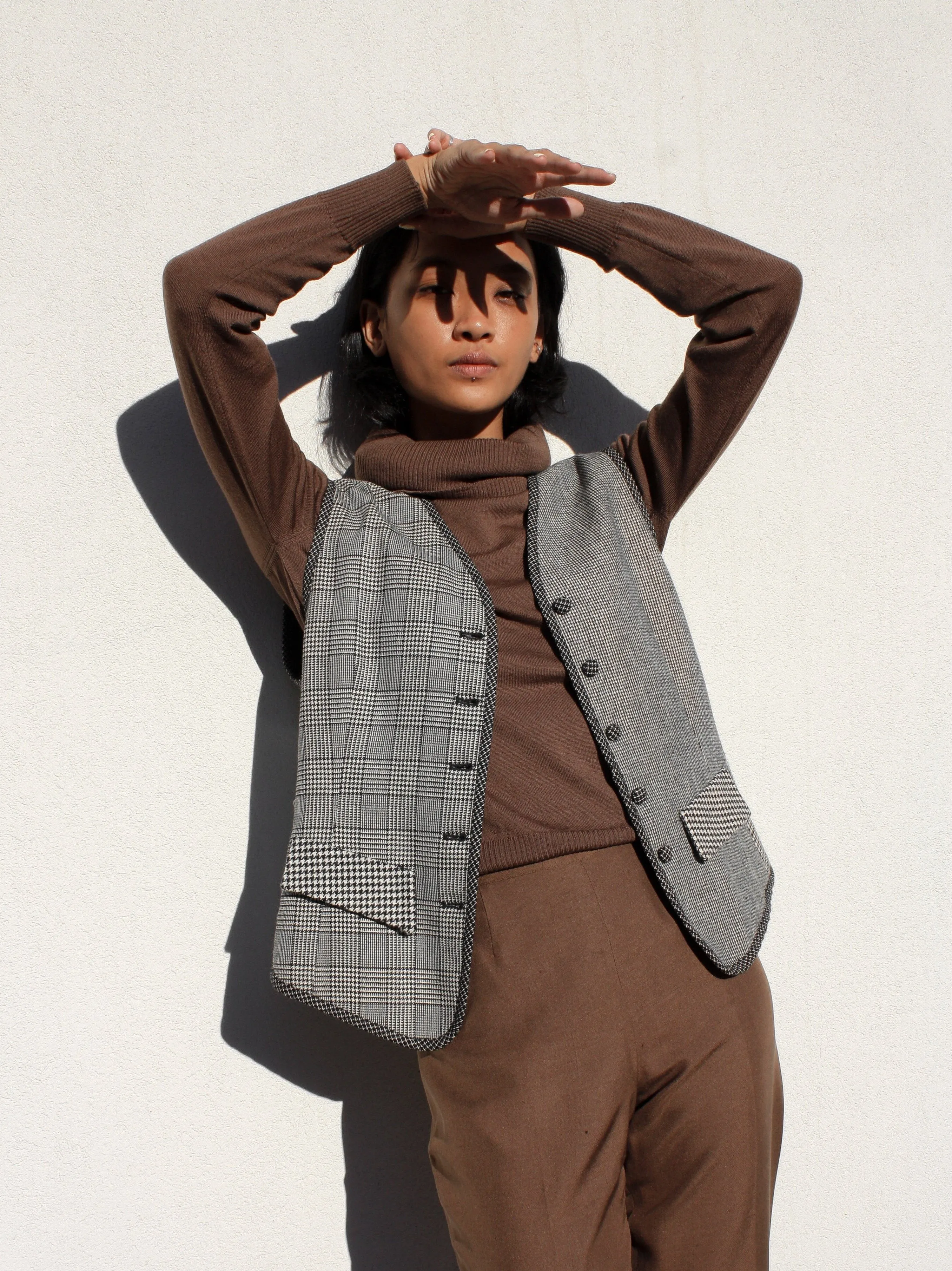 Houndstooth Check Vest