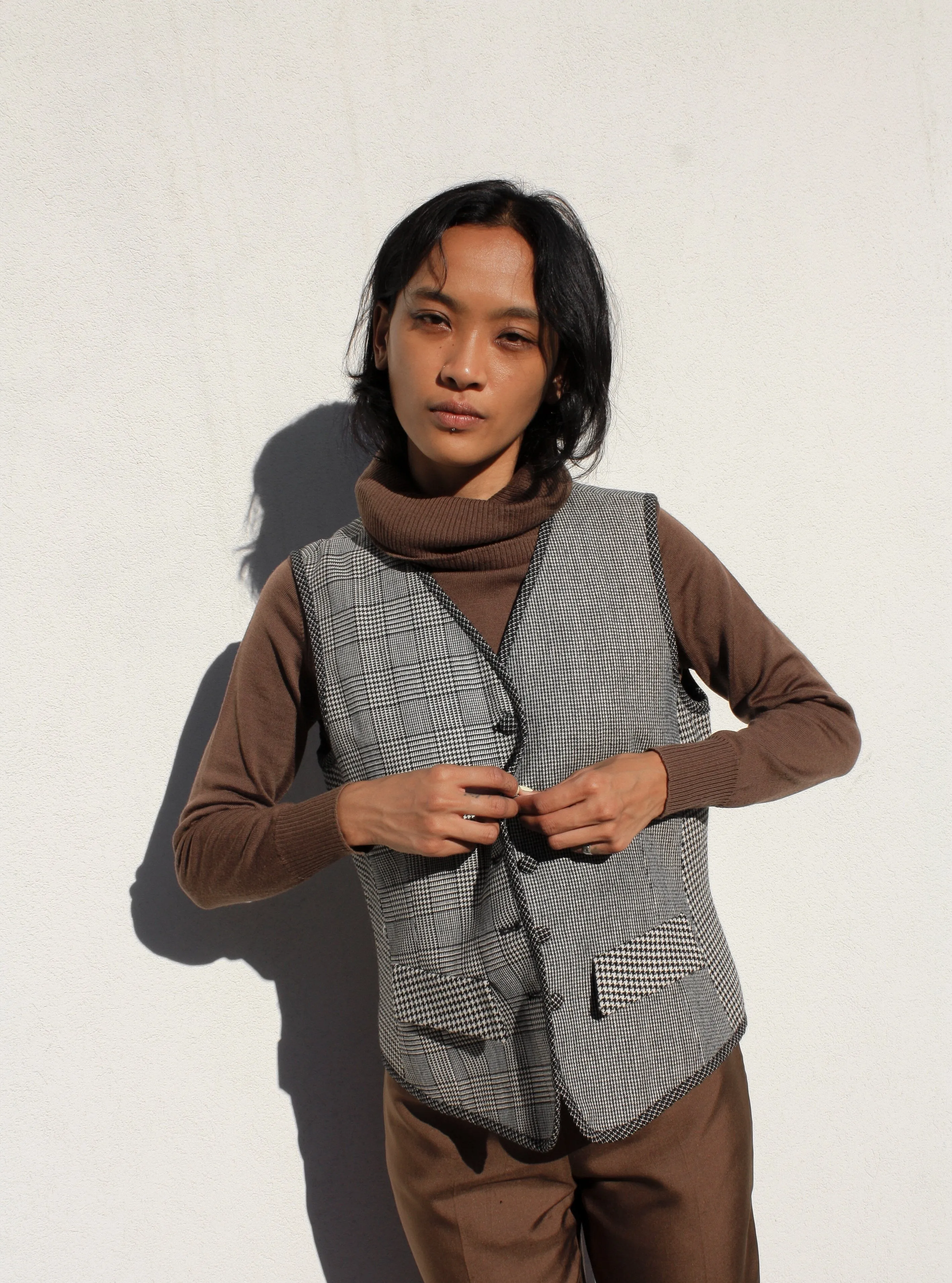 Houndstooth Check Vest