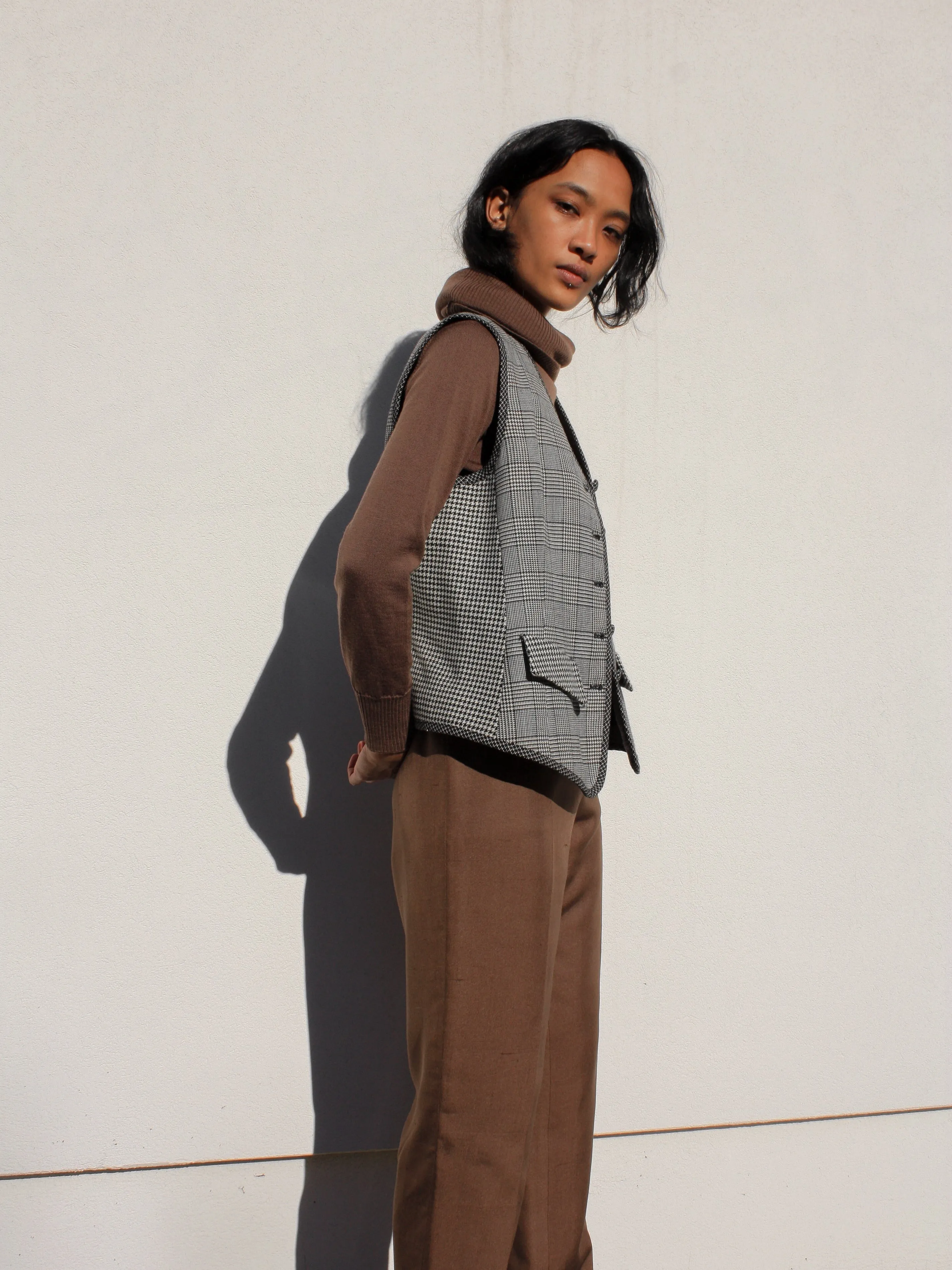 Houndstooth Check Vest