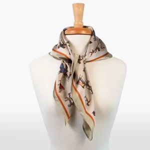 Hunt Club - Stylized Equestrian Pattern in Taupe Scarf