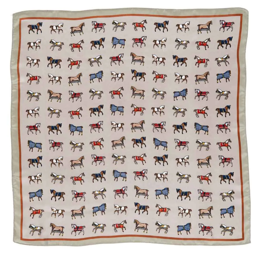 Hunt Club - Stylized Equestrian Pattern in Taupe Scarf
