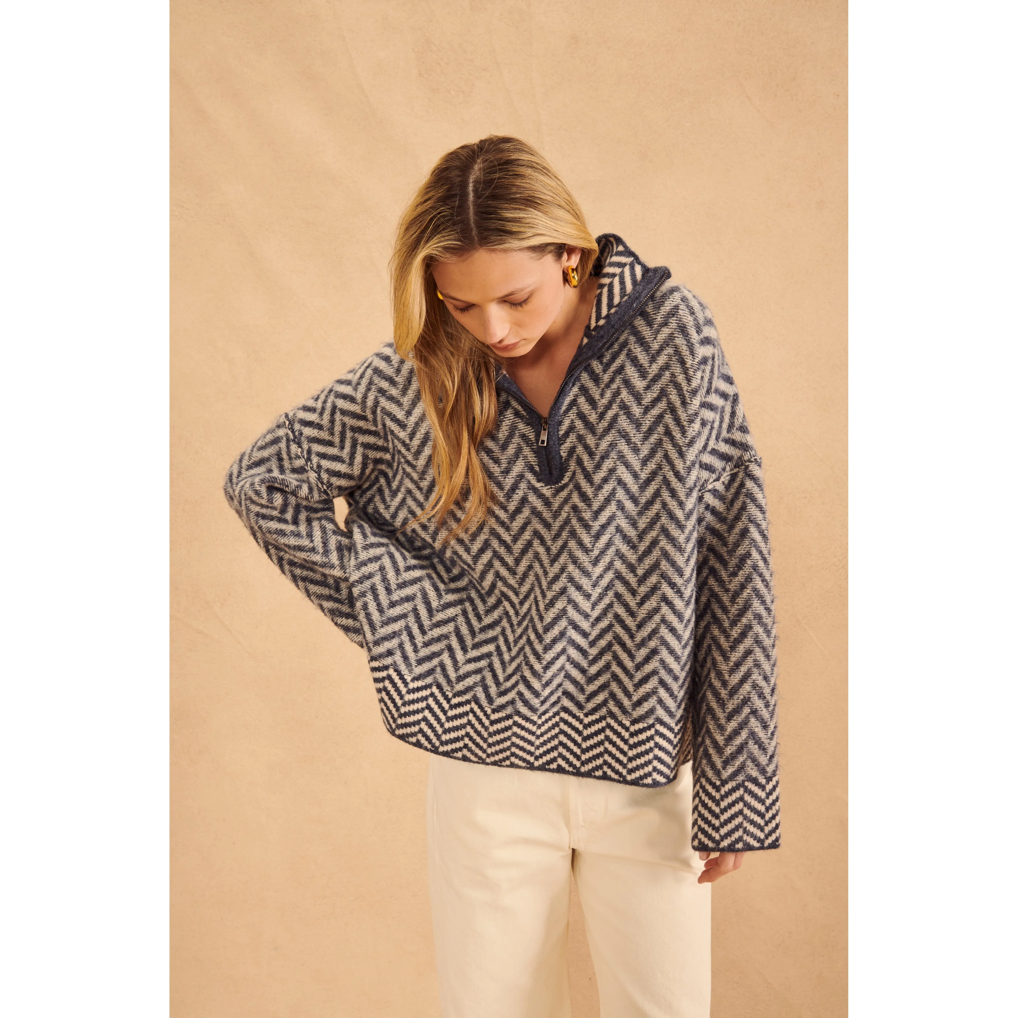 INKY HERRINGBONE 1/4 ZIP