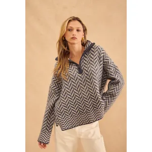 INKY HERRINGBONE 1/4 ZIP