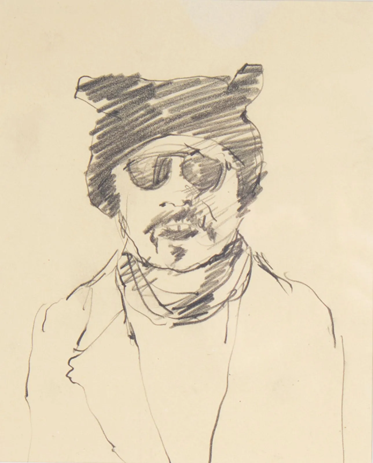 James L. Bruch Abstract Charcoal Portrait Drawing