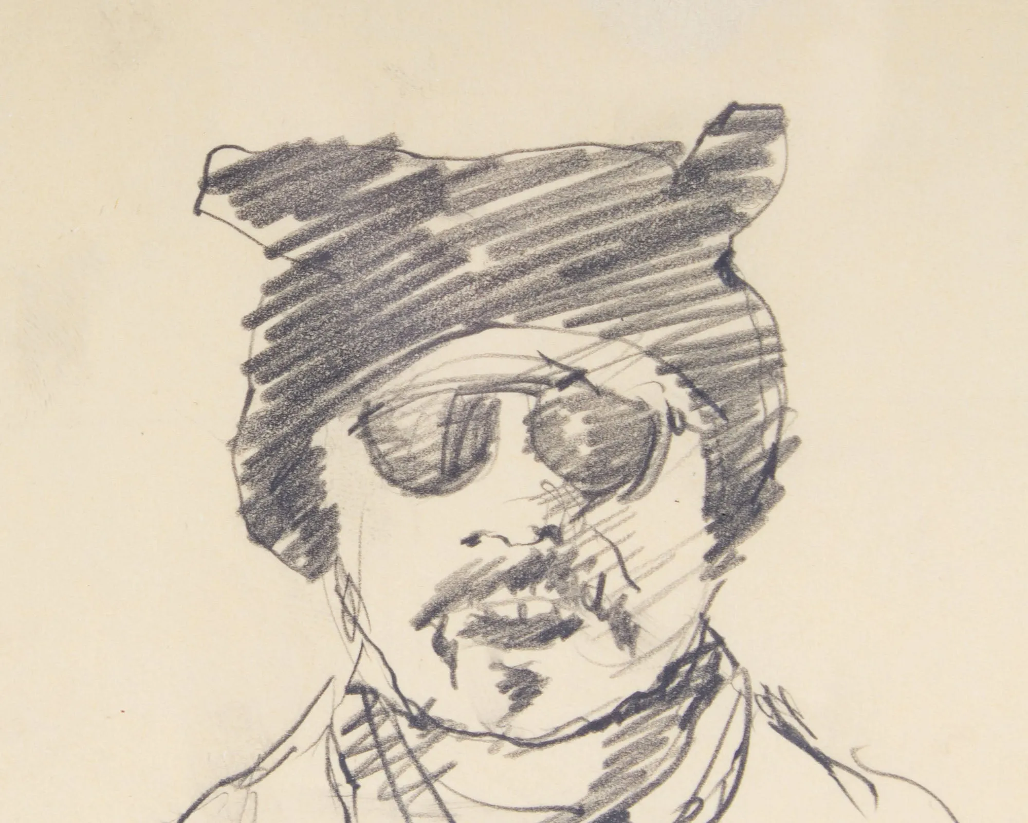 James L. Bruch Abstract Charcoal Portrait Drawing