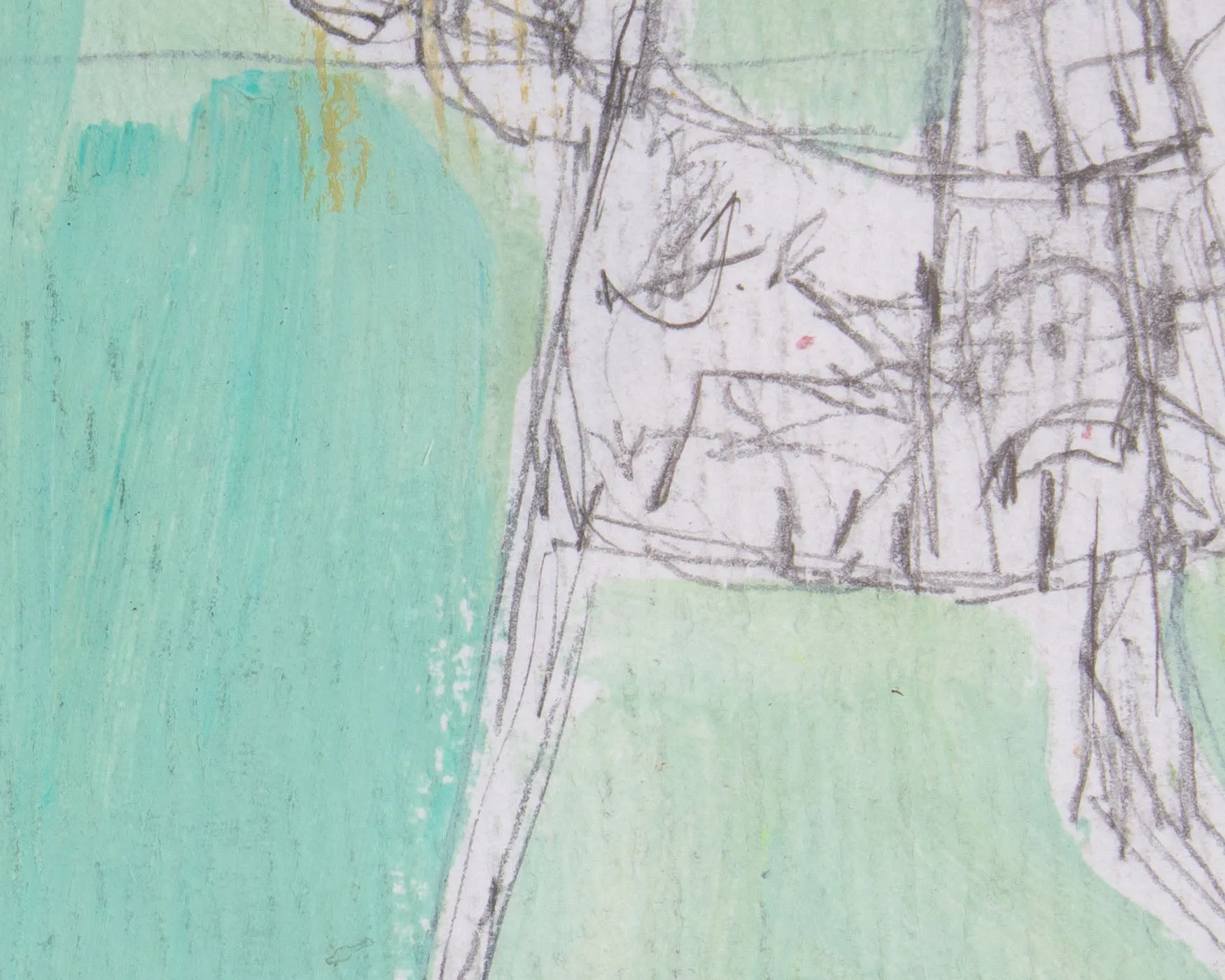 James L. Bruch Graphite and Acrylic Abstract Drawing