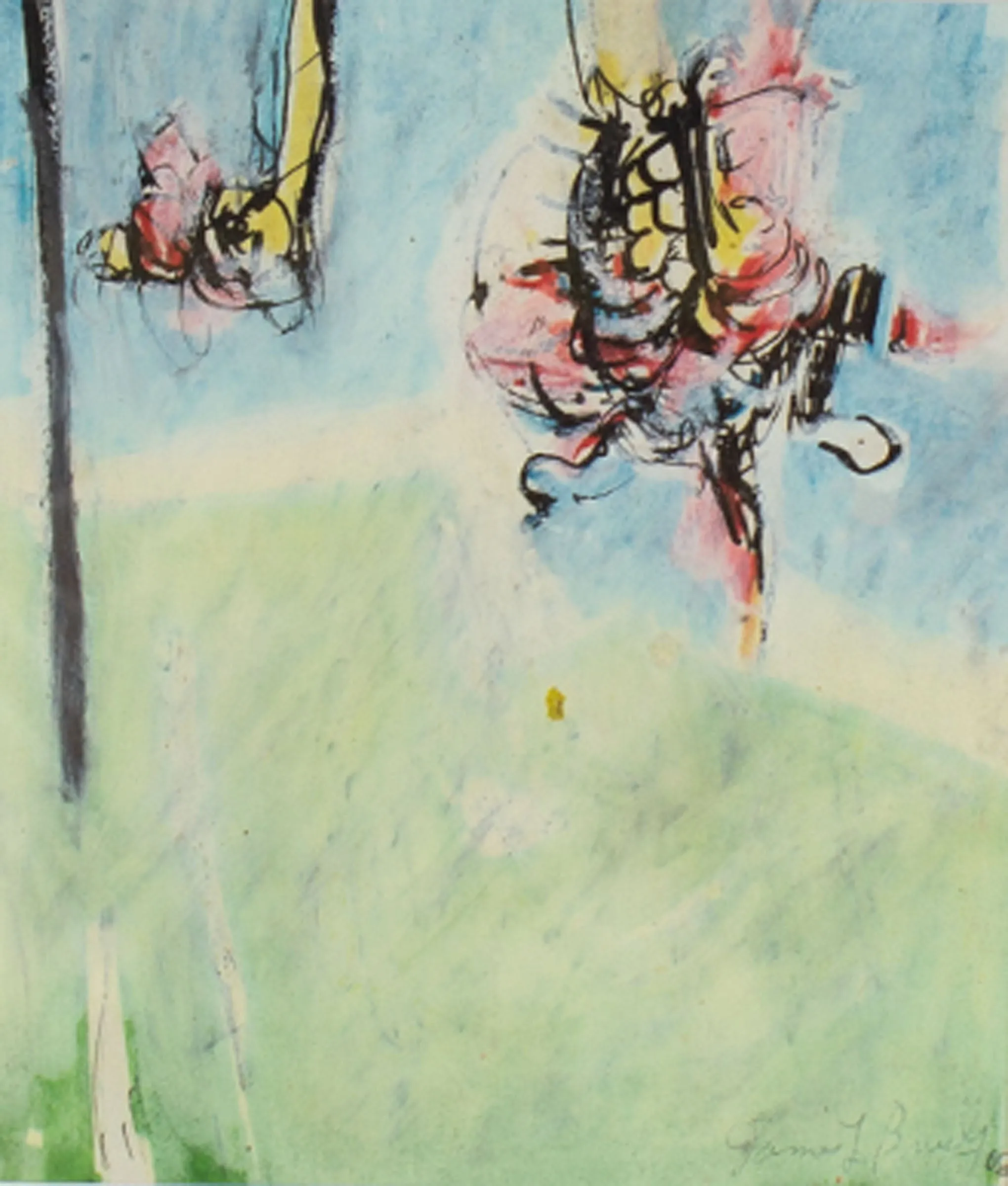 James L. Bruch Signed 1968 Abstract Mixed Media Drawing
