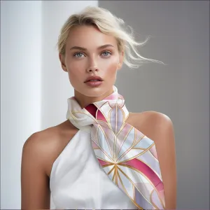 Jewels of Art Deco -Rose Quartz- Pure 100% Silk Scarf