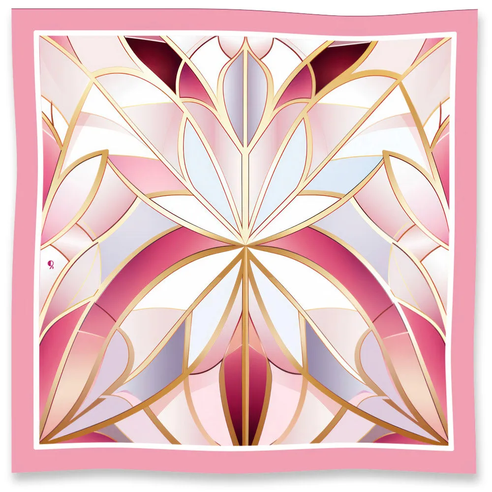 Jewels of Art Deco -Rose Quartz- Pure 100% Silk Scarf