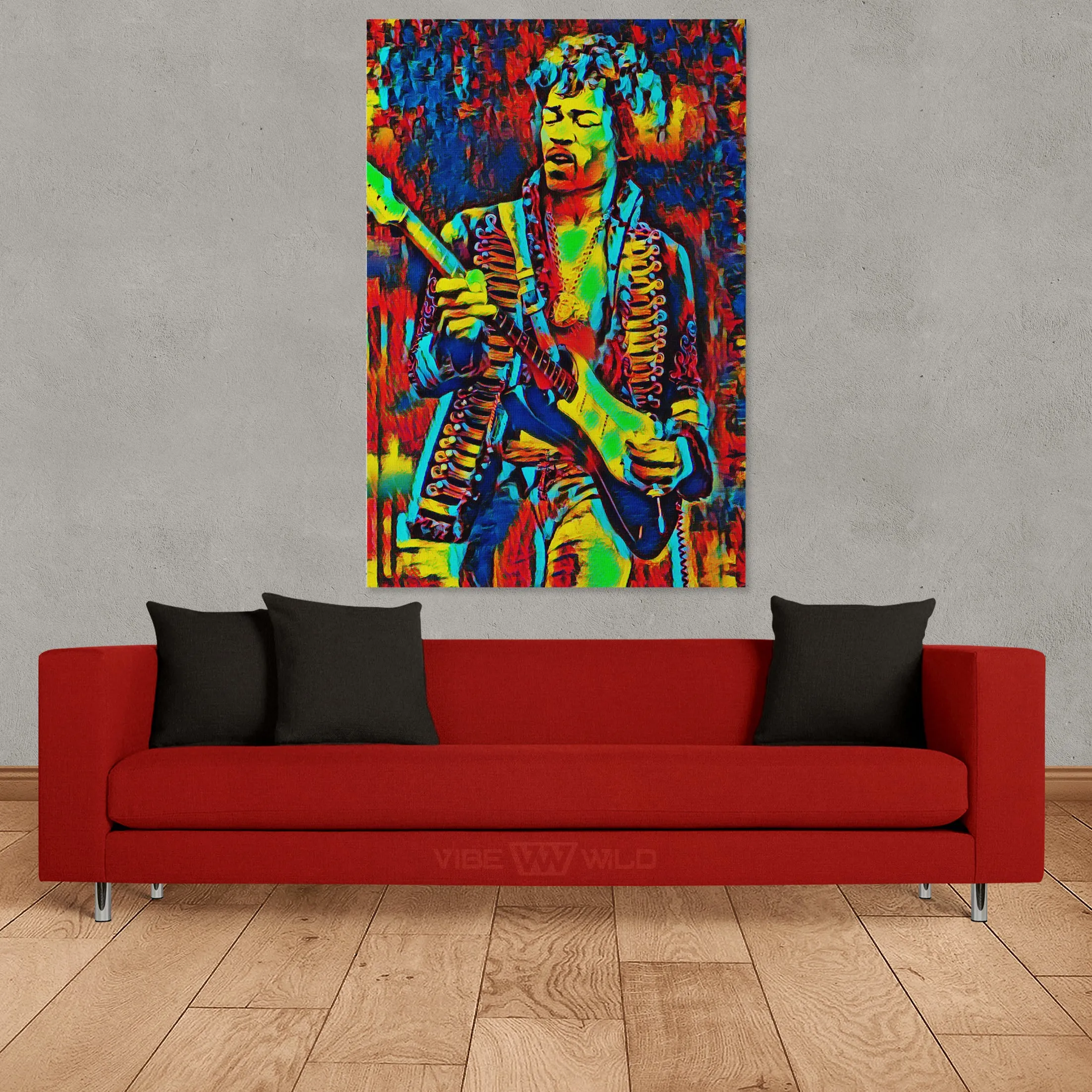 Jimi Hendrix Canvas Art - Abstract Colors