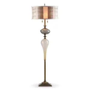 Ken Floor Lamp F 166 Ag 137 by Kinzig Design, Cream, Gray Blown Glass, Gray Beige Neutral, Cream Oval Shade
