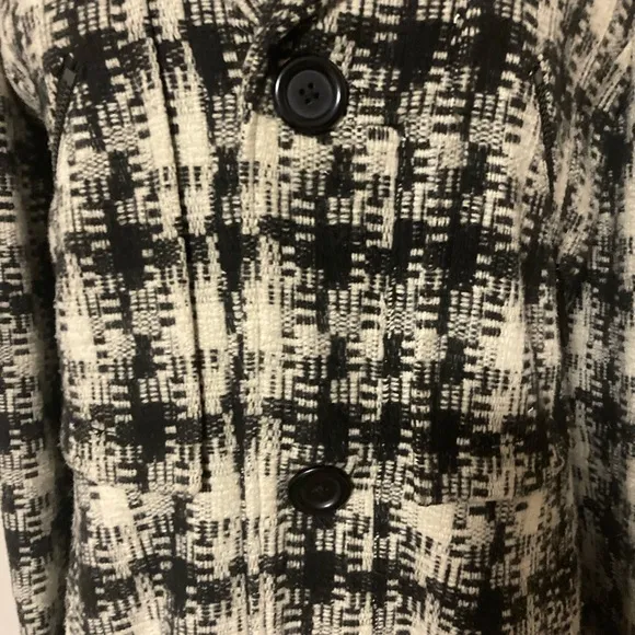 Kenneth Cole Black &amp; Cream Plaid Houndstooth Winter Coat