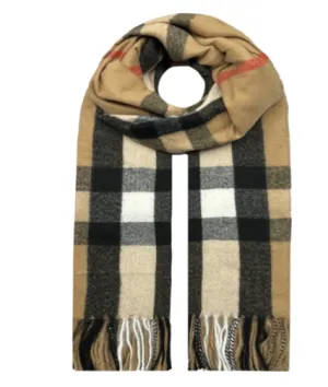Khaki Classic Check Print Personalised Scarf