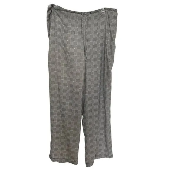 Lauren Ralph Lauren Satin Houndstooth Monogramed Pajamas Black White Large