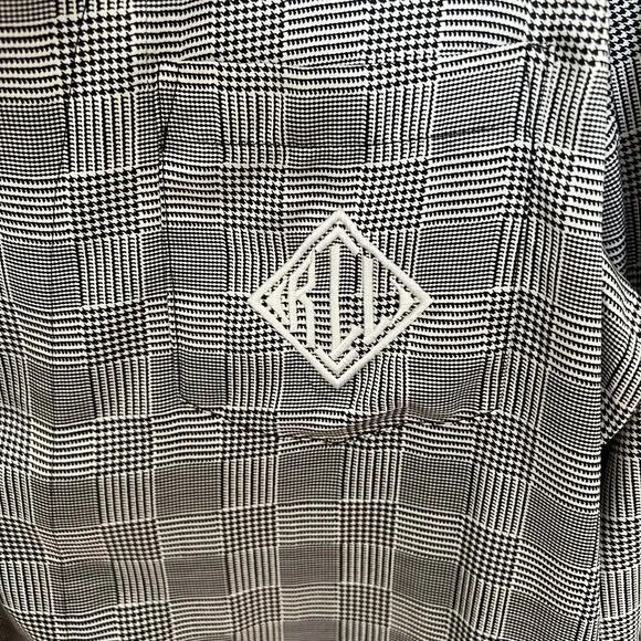 Lauren Ralph Lauren Satin Houndstooth Monogramed Pajamas Black White Large