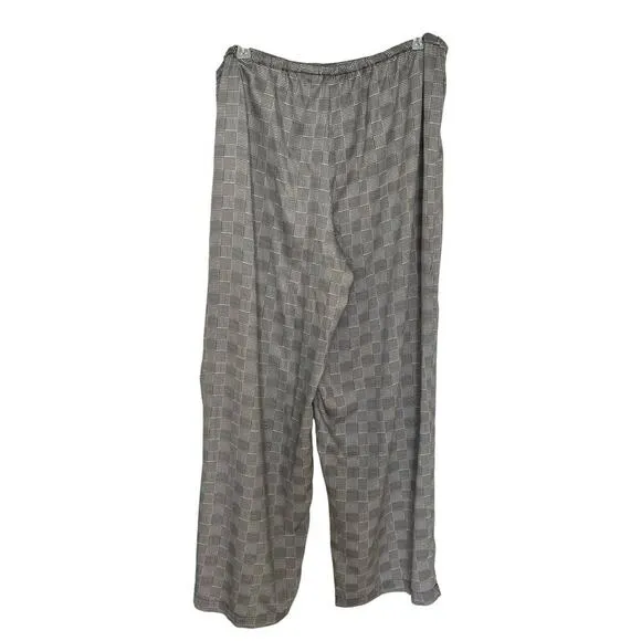 Lauren Ralph Lauren Satin Houndstooth Monogramed Pajamas Black White Large