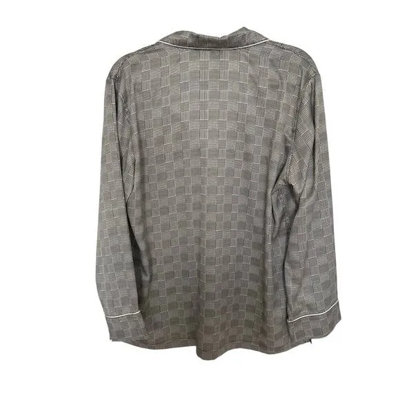Lauren Ralph Lauren Satin Houndstooth Monogramed Pajamas Black White Large
