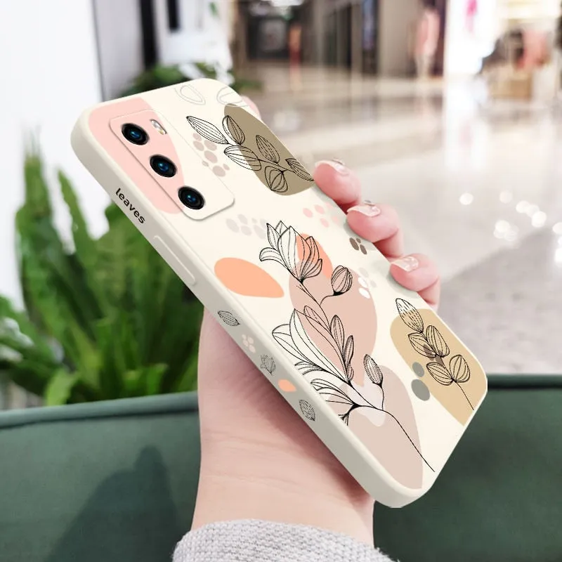 Liquid Silicone Abstract Plants Phone Case For Huawei