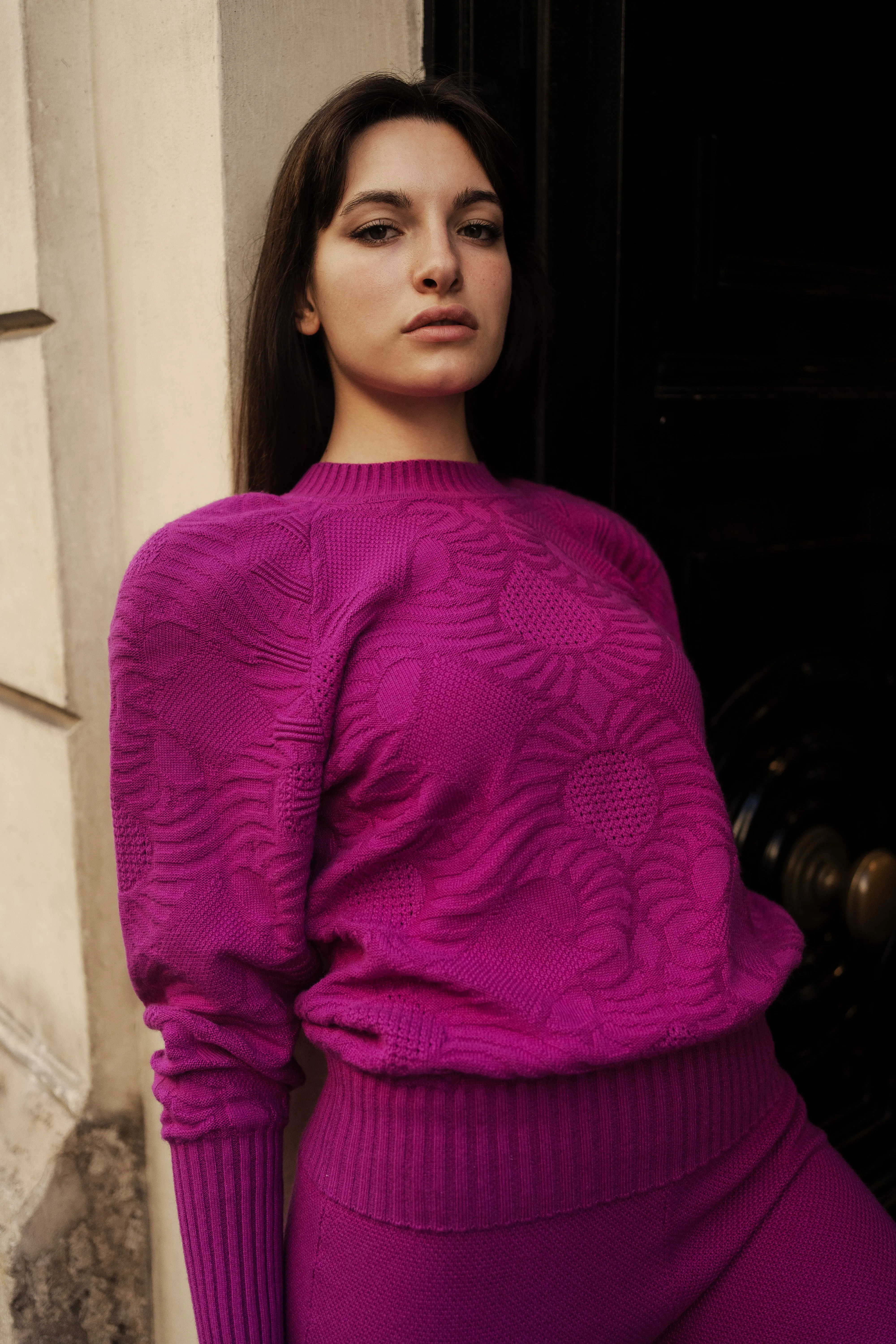 Long Sleeve Signature Pattern Knit Sweater