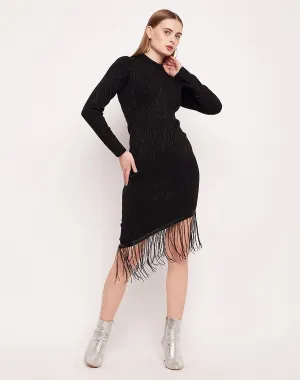Madame Fringed Hem Abstract Print Bodycon Dress