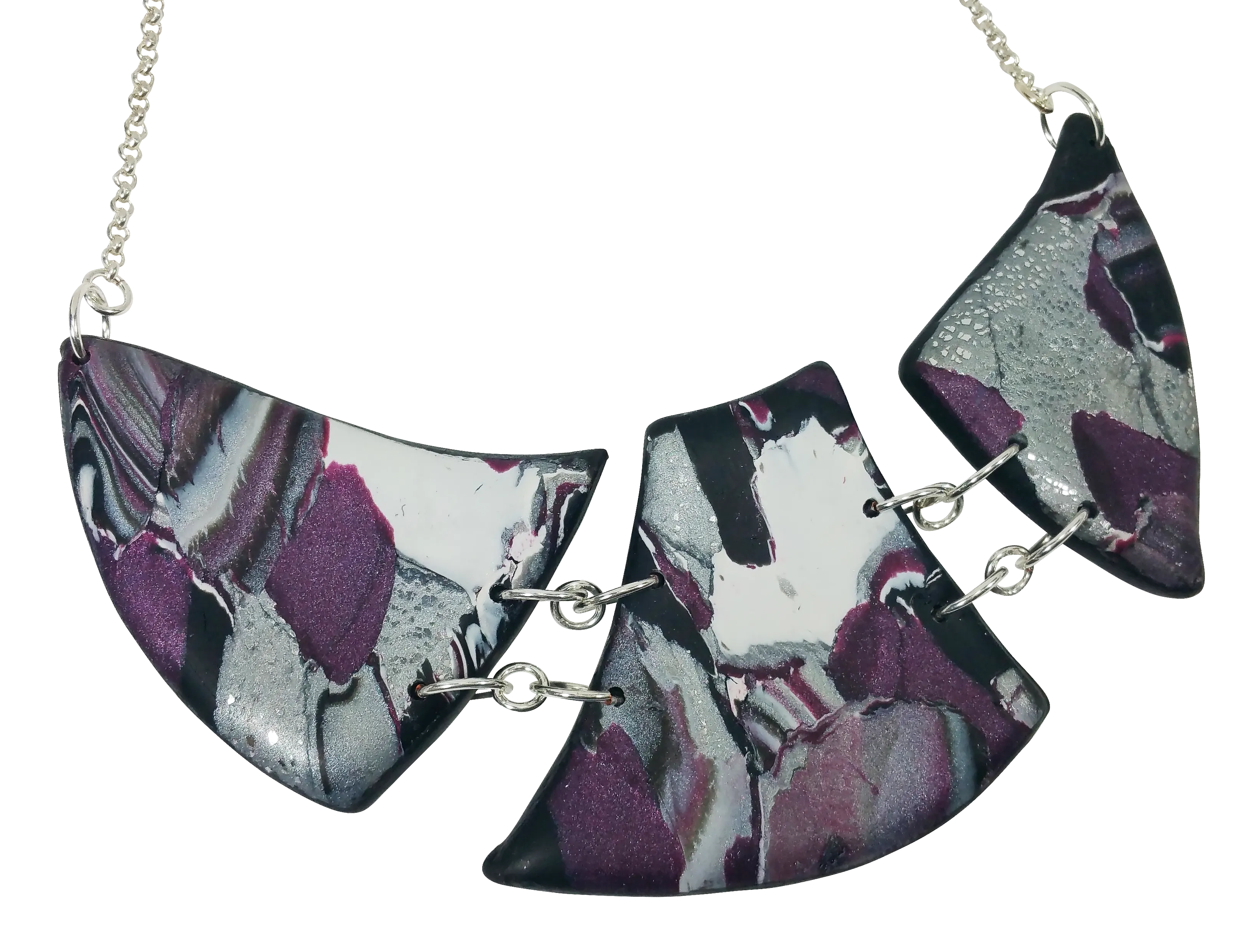 Marbled and Mosaic 3 Piece w/Link Necklace - Amaranthine