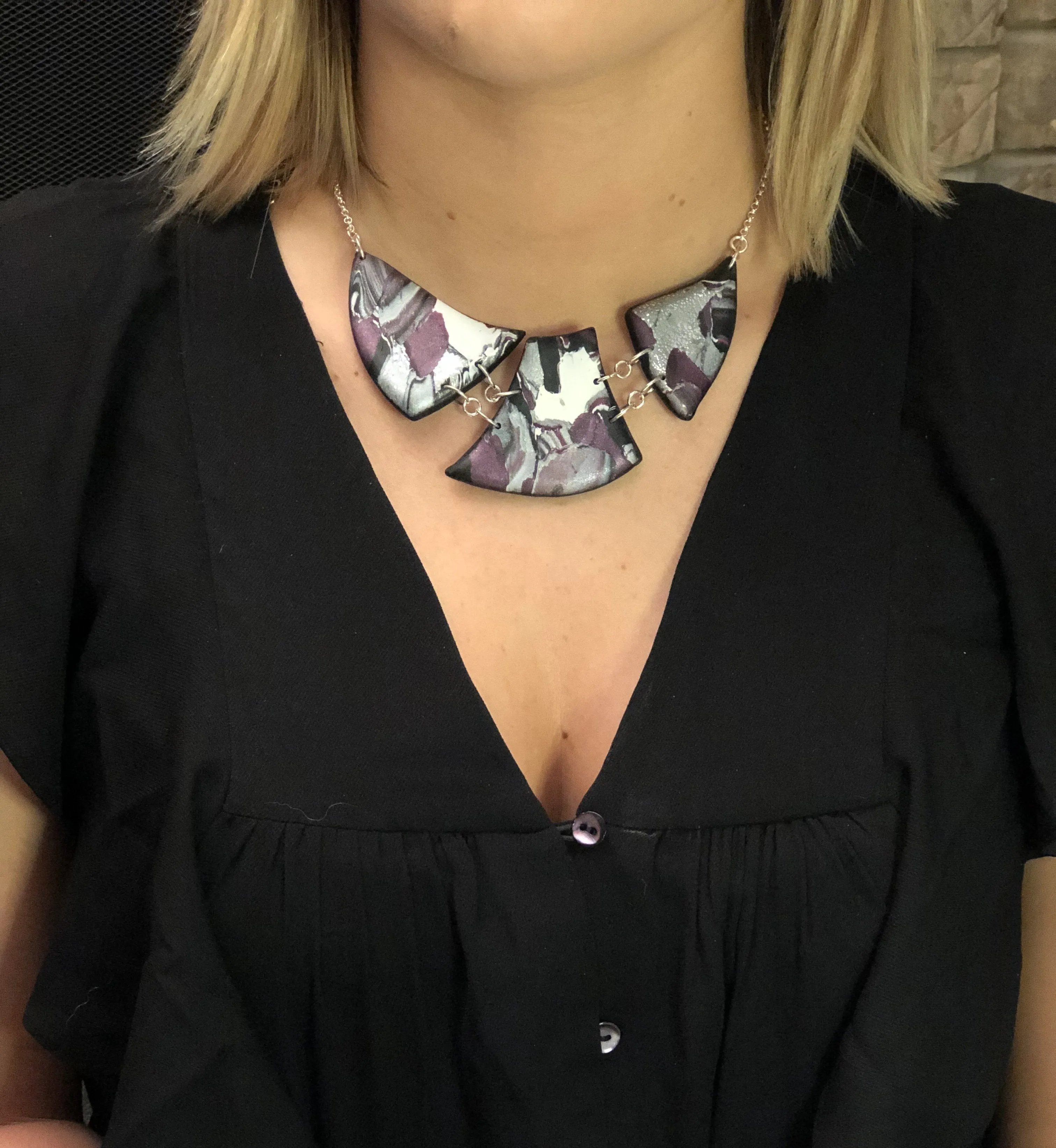 Marbled and Mosaic 3 Piece w/Link Necklace - Amaranthine