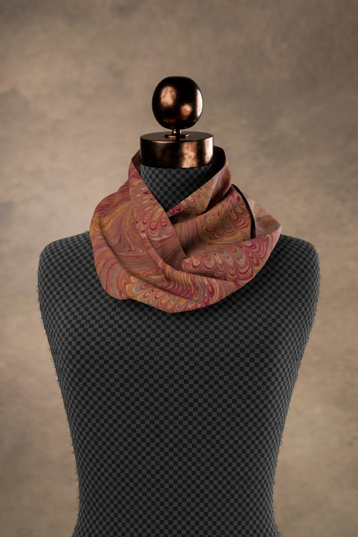Marbled Peacock Carmine Square Scarf