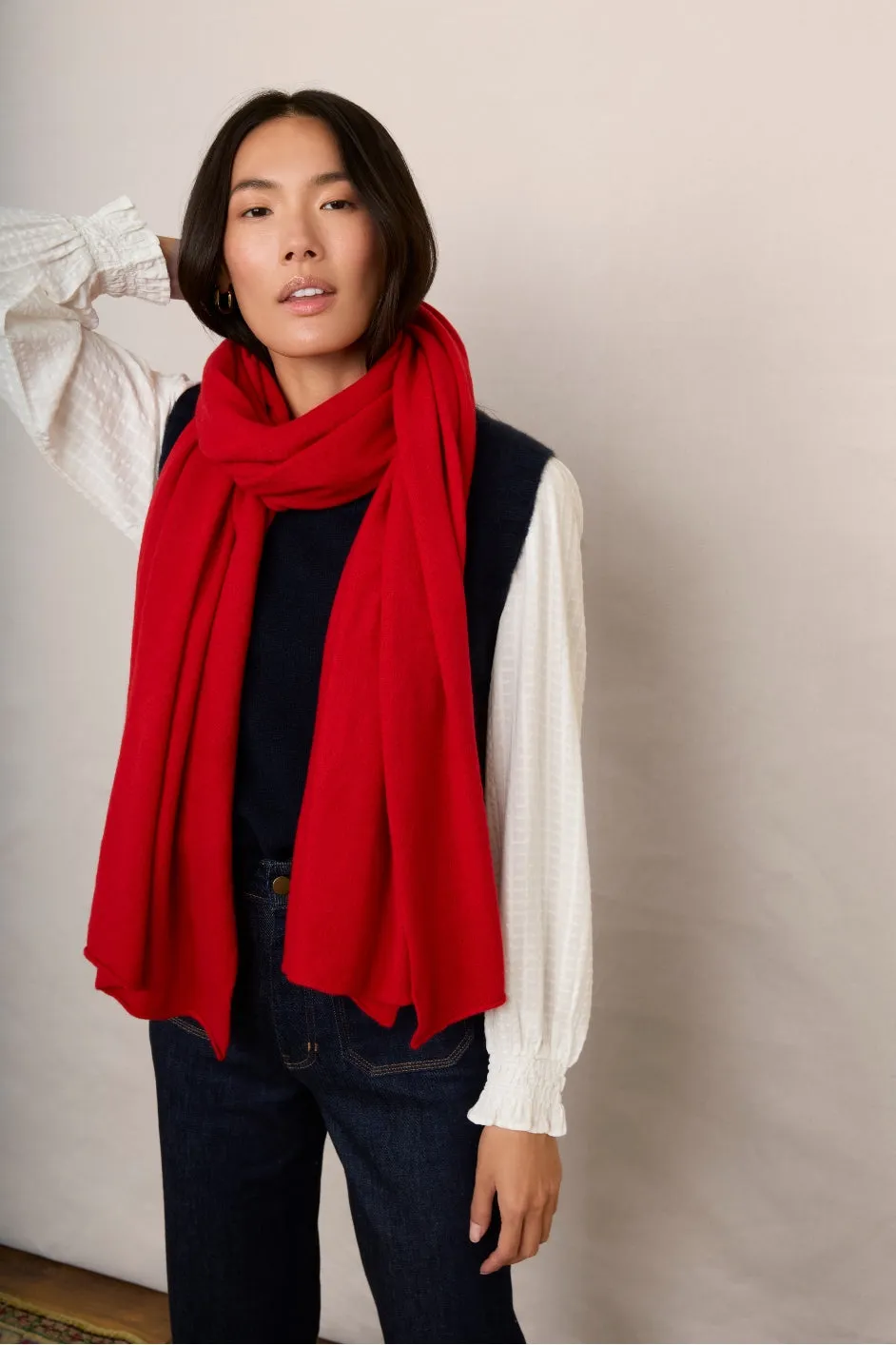Mathilde Cashmere Scarf - Cherry Red
