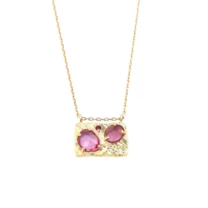 medium collage necklace  - diamond   pink sapphire   pink tourmaline   ruby