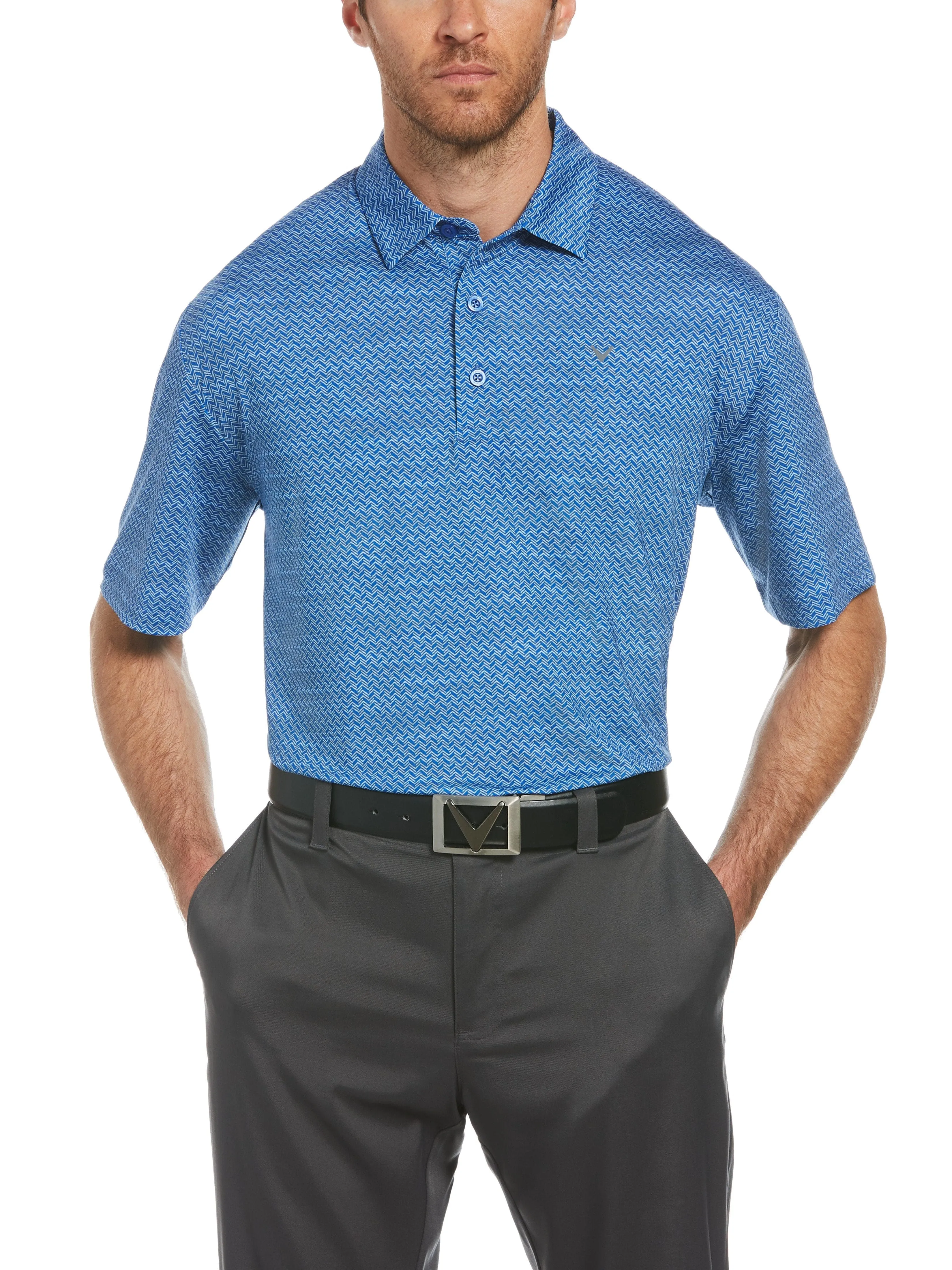 Mens Herringbone Printed Polo
