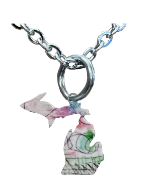 MI State, Abstract small Necklace #4574X