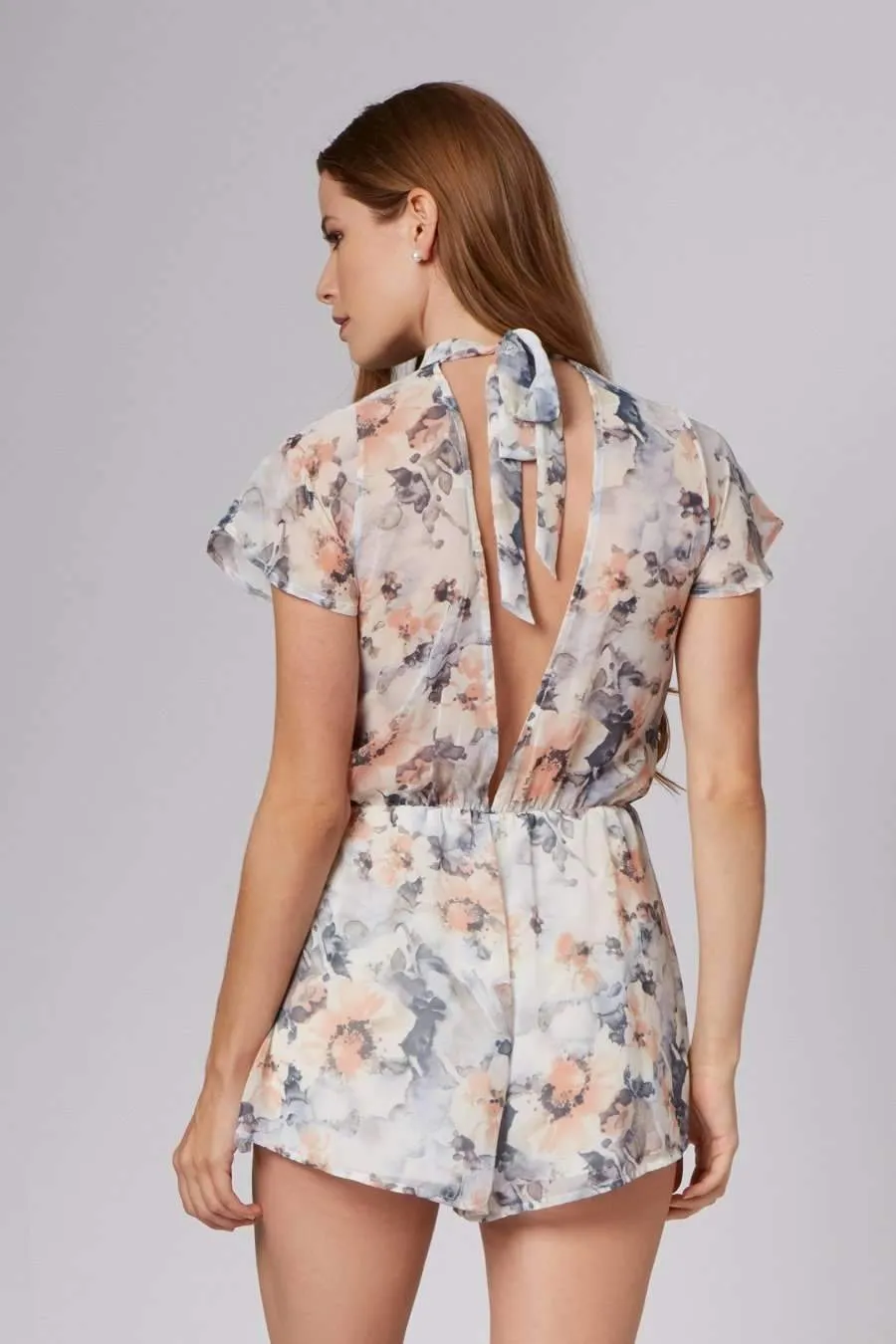 Michelle Blue Floral Choker Romper