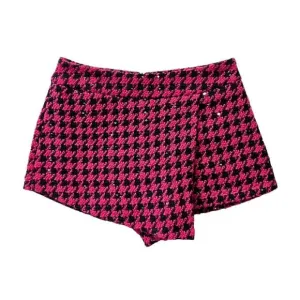 NEW KATIE J NYC kelly houndstooth skort in pink/black