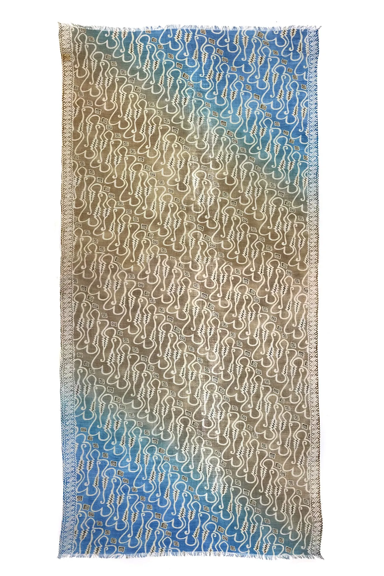Ochre & Blue Abstract Cashmere Scarf
